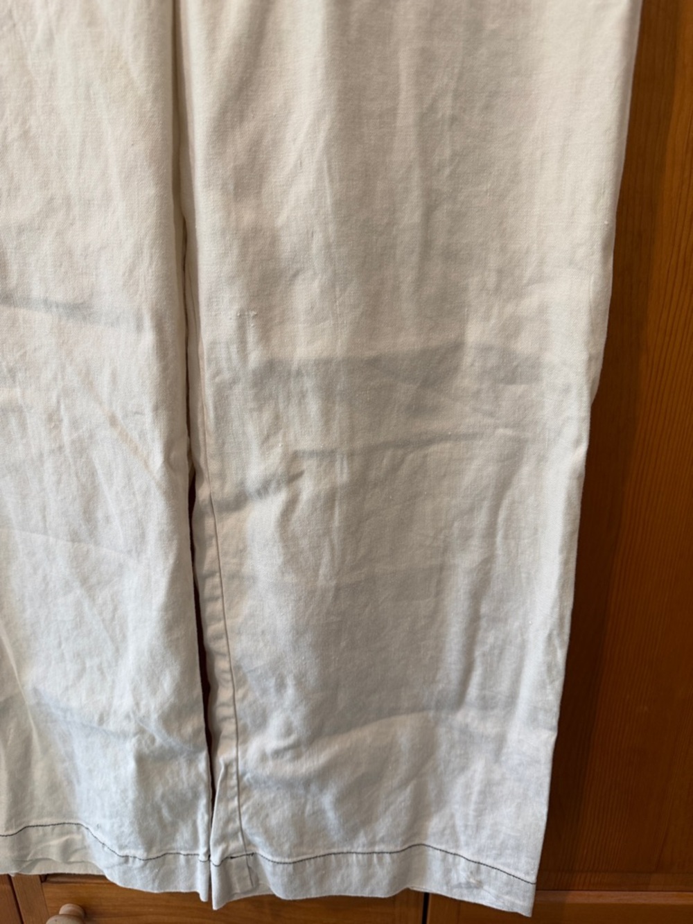 Anthropologie Maeve The Collette Contrast-Stitch Linen Crop Wide Leg Pants - Picture 7 of 8